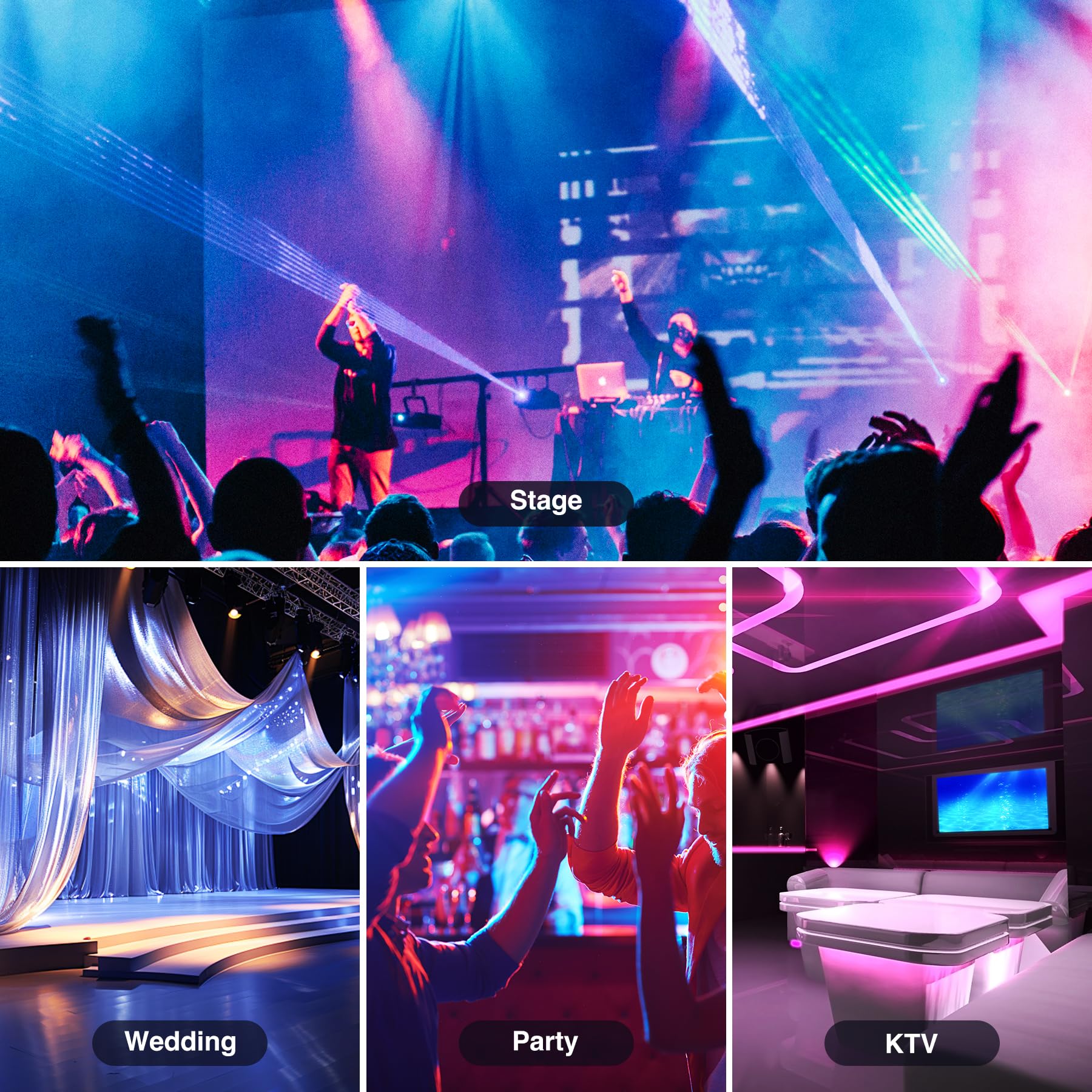 4 Stücke LED Par Strahler, LUNSY 36 LED Bühnenlicht Partylicht RGB