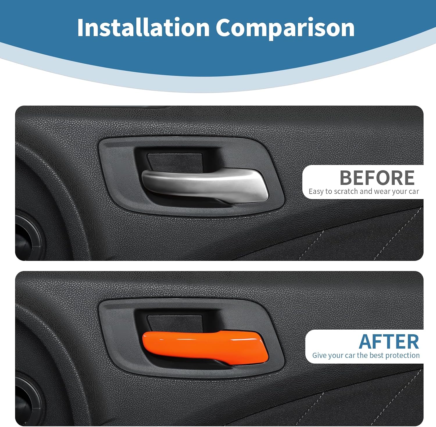 for Charger Inner Door Handle Trim Fit for Dodge Charger/Chrysler 300C 2011-2023 Orange Interior Accessories 4pcs
