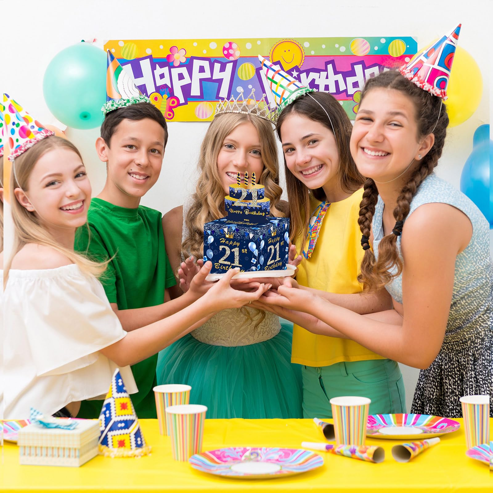 Geldgeschenke 21 Geburtstag,Blauesgold Geschenkbox mit herausziehbaren Geld,Geld Geschenk Box für Geld,Geschenkverpackung Geburtstag Box für Eltern, Kinder, Liebhaber und Freunde Geburtdeko