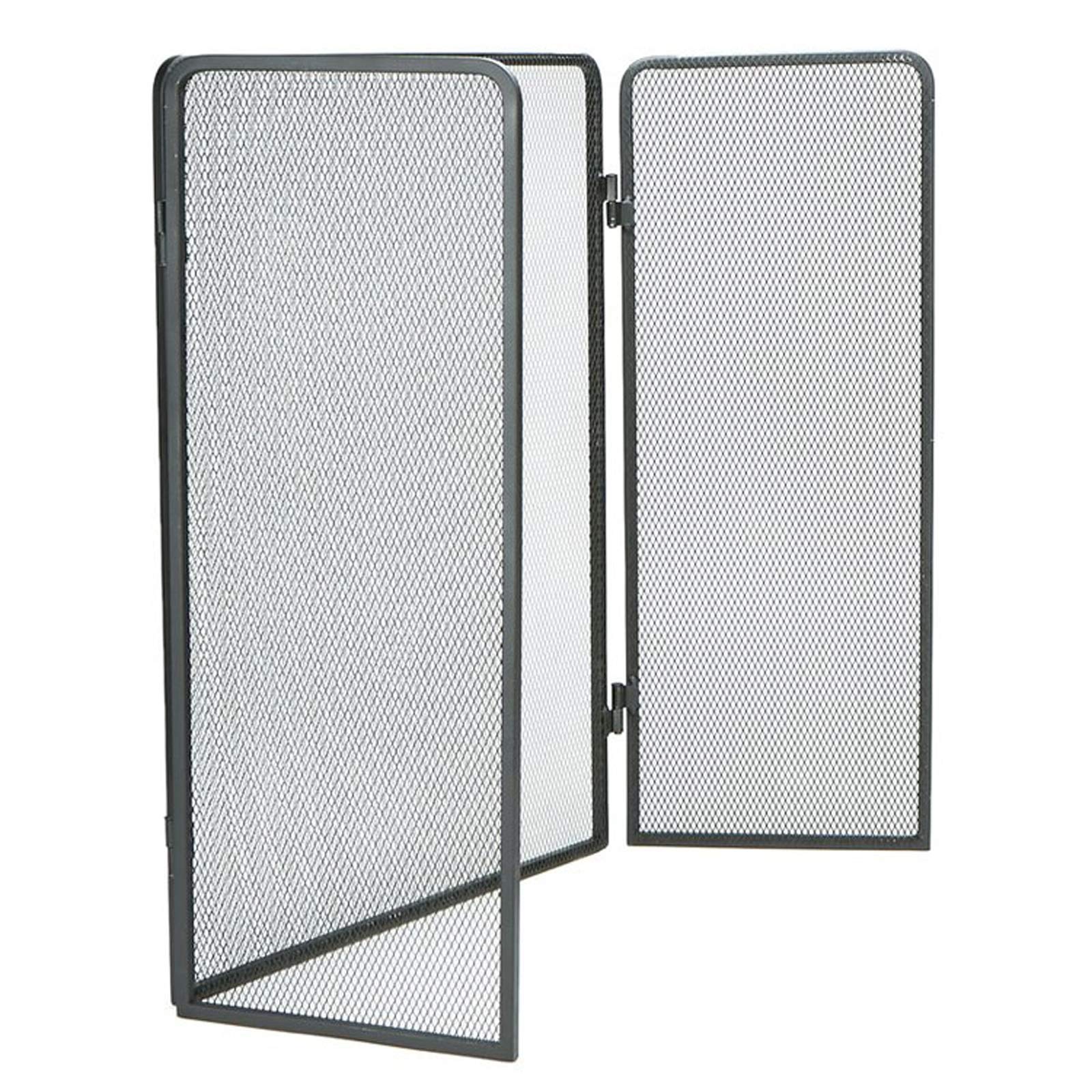 Schermi per Caminetti di Guardia Stile classico in metallo a 3 pannello Schermo in metallo nero Nero Metal Mesh Spark Guard Cover Cover Camino Accessori 31.5 "x 48" Accessori per Caminetti in Rete Dec