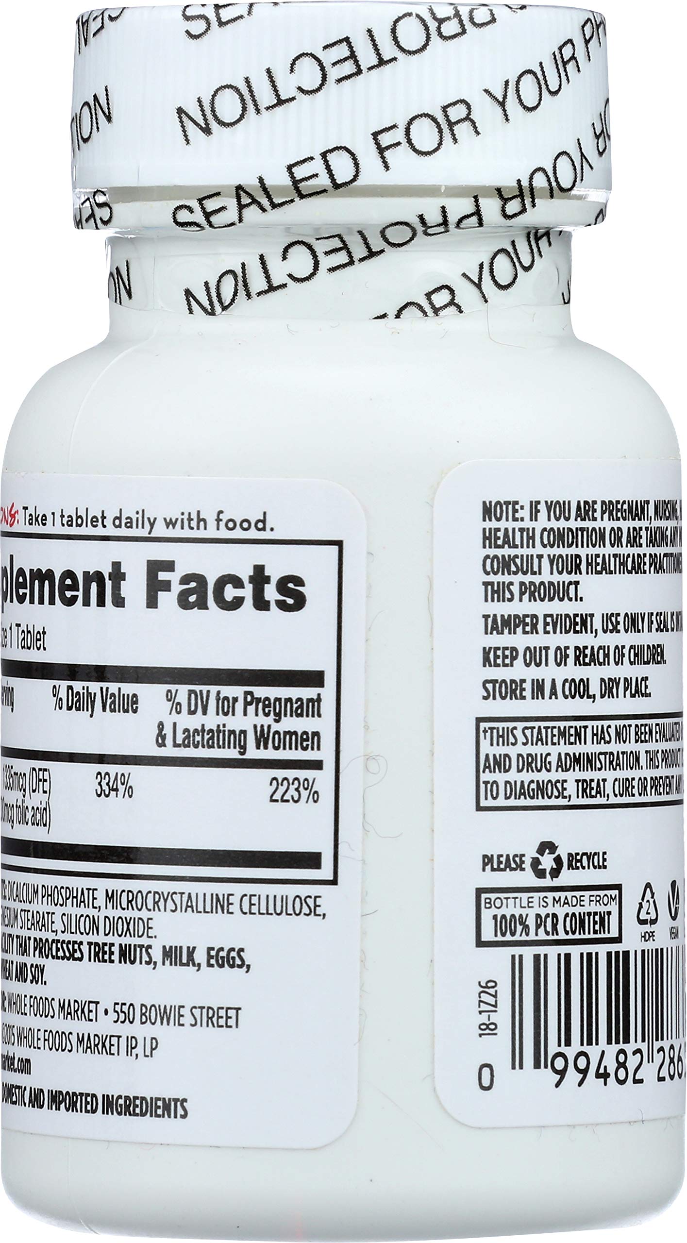 365 by Whole Foods Market, Folic Acid 800mcg, 250 ct
