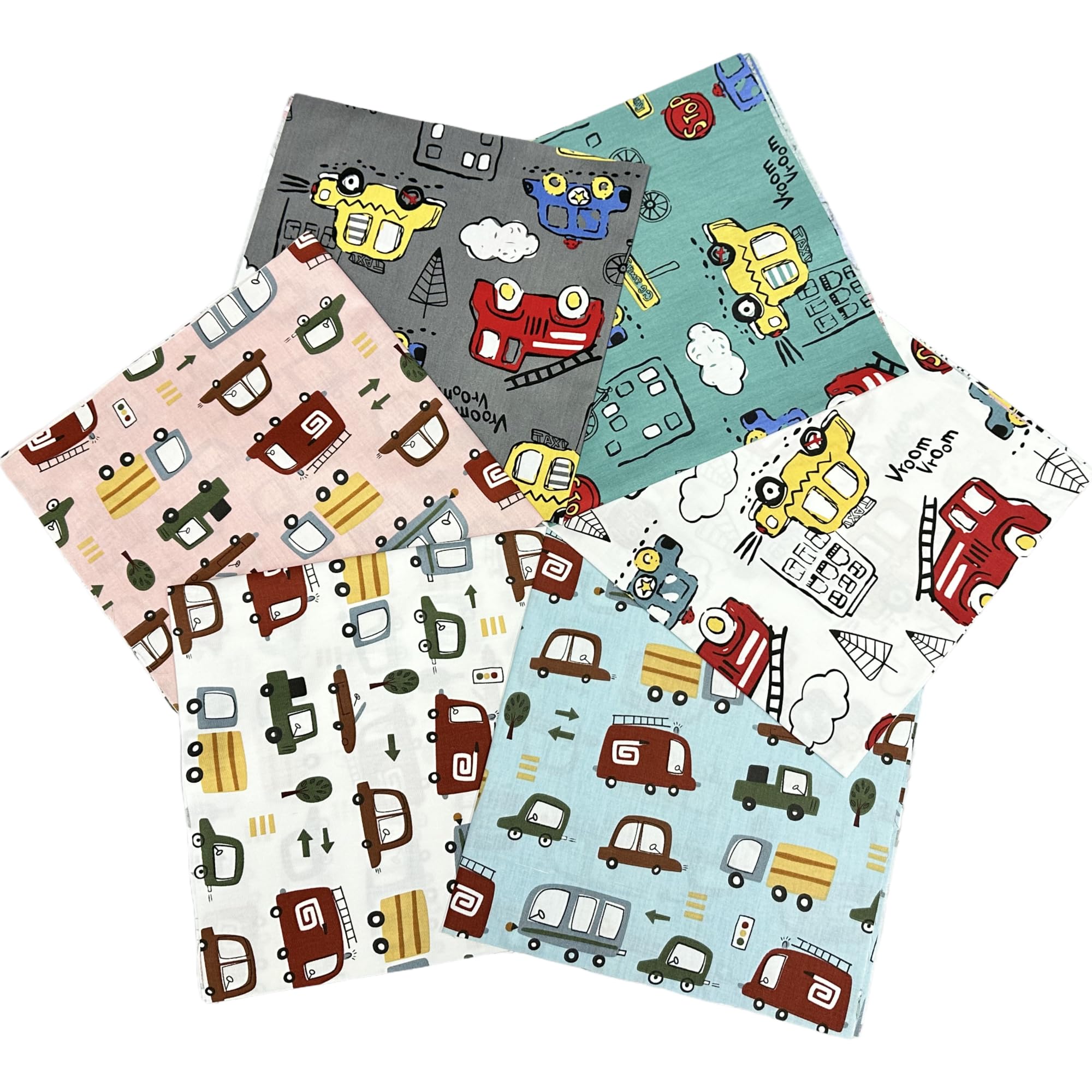 SZRUIZFZ 6Pcs Cotton Quilting Fabric Squares 20" x 20" Fat Quarters Fabric Bundles for Sewing Patchwork Precut Quilt Squares Sewing Fabrics for DIY Craft (Car)