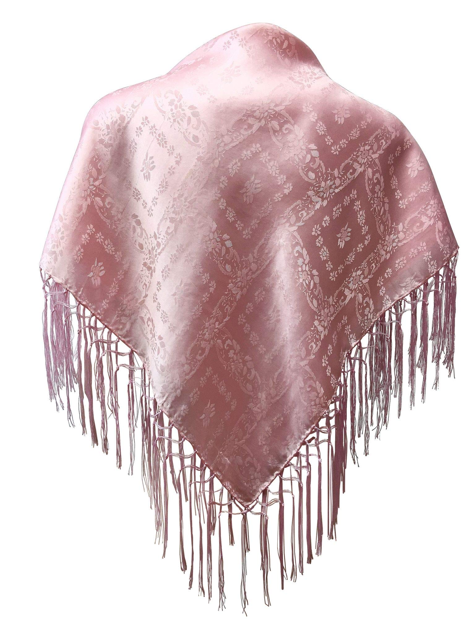 Trachten Mayr Seidentuch Dirndl-Trachtentuch Tuch rosa 75x75cm Dirndltuch Seide Fransentuch für Tracht Trachtenseidentuch mit Fransen Schultertuch Halstuch silk clouth hochwertigste Qualität!