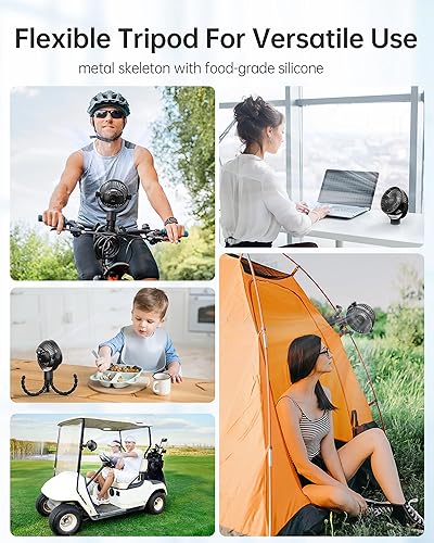 Miniatura 7 de Ventilador de cochecito recargable con batería, ventilador portátil desmontable con clip giratorio de 360, mini ventiladores pequeños silenciosos de