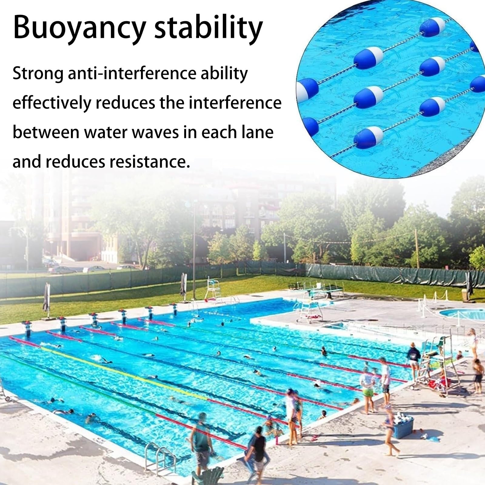 Générique Corde de sécurité Haute flottabilité pour Piscine - Flotteur de séparation tressé en Nylon de 21,6 m (71 pi) pour couloirs de nage, Corde Visible pour améliorer la sécurité et Organiser Les