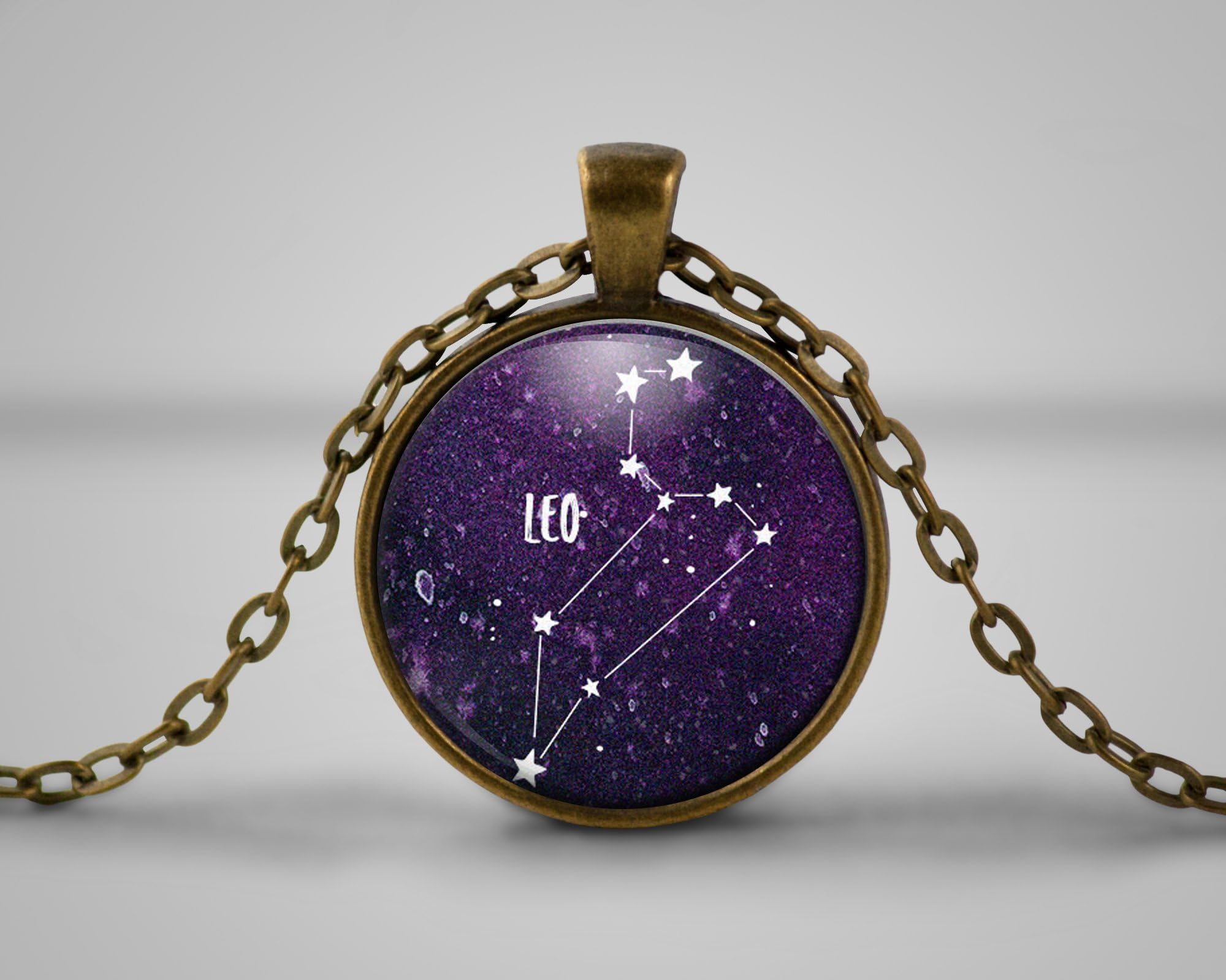 Leo Star Sign Celestial Quote Cameo Necklace