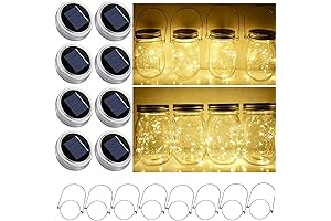 8-Pack Solar Mason Jar Lid String Star Firefly Lights