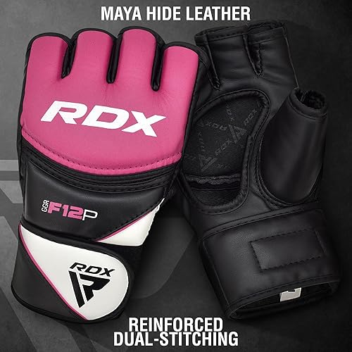 Miniatura 3 de RDX Guantes de artes marciales para mujer, para artes marciales, saco de boxeo, jaula, lucha contra maya, guantes de cuero, entrenamiento de combate