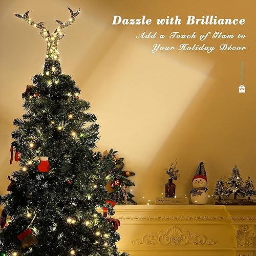 Miniatura 2 de Shinowa Decoración para árbol de Navidad, decoración de árbol de ciervo, funciona con pilas, decoración de árbol de Navidad con temporizador de 6