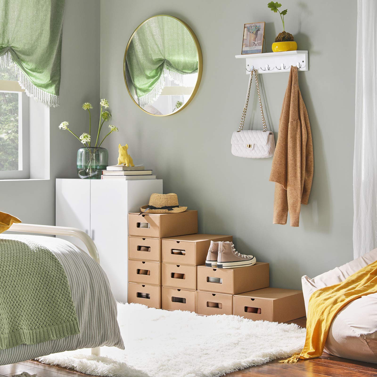 SONGMICS Cardboard Shoe Boxes, Set of 10, Shoe Storage Organizers