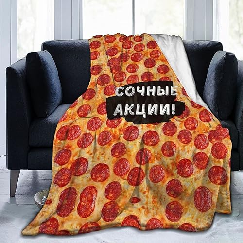 Manta de microforro polar ultrasuave con estampado 3D de pizza de Pepperoni para niños, manta de franela ligera y cálida para viajes