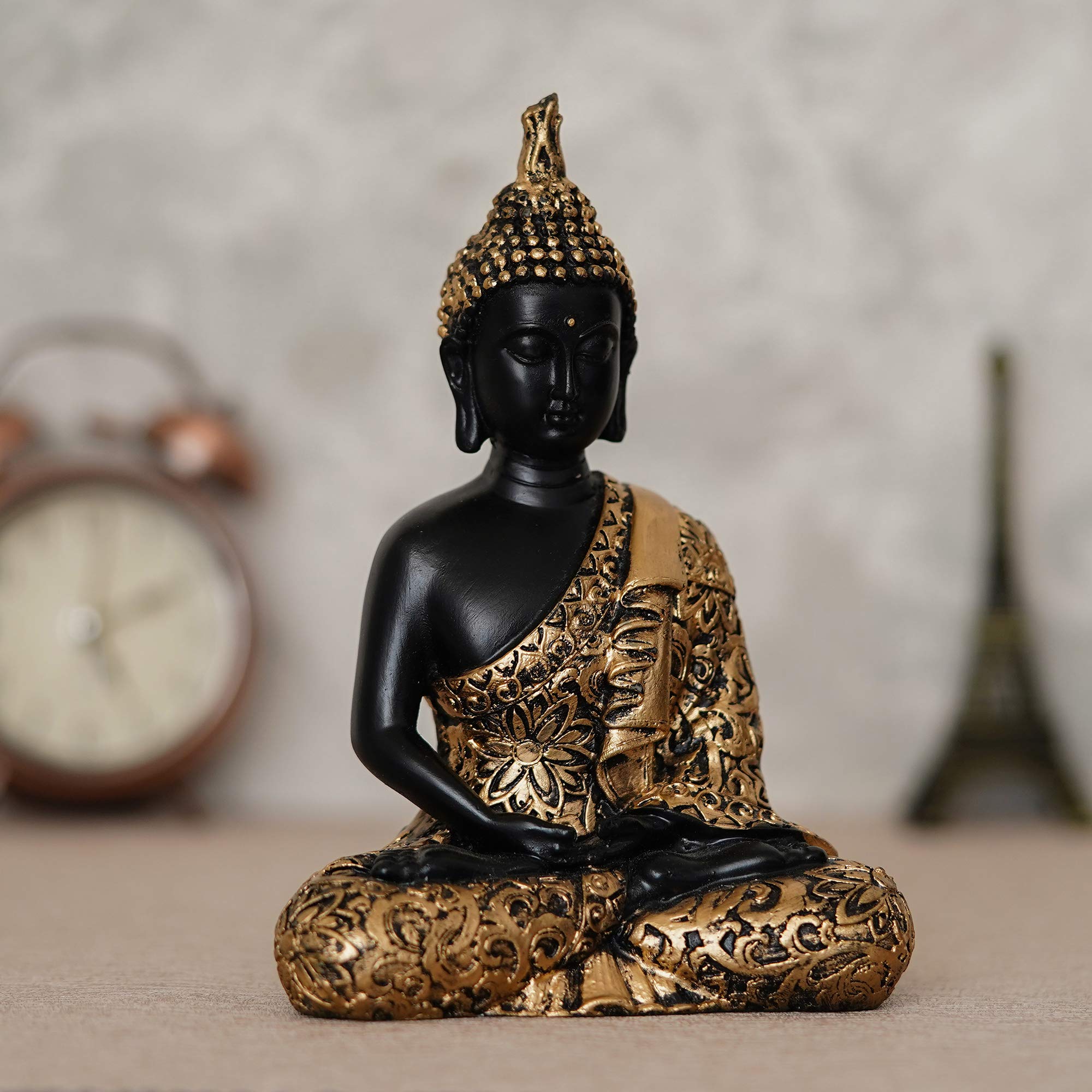 eCraftIndiaGolden Handcrafted Meditating Buddha Decorative Showpiece