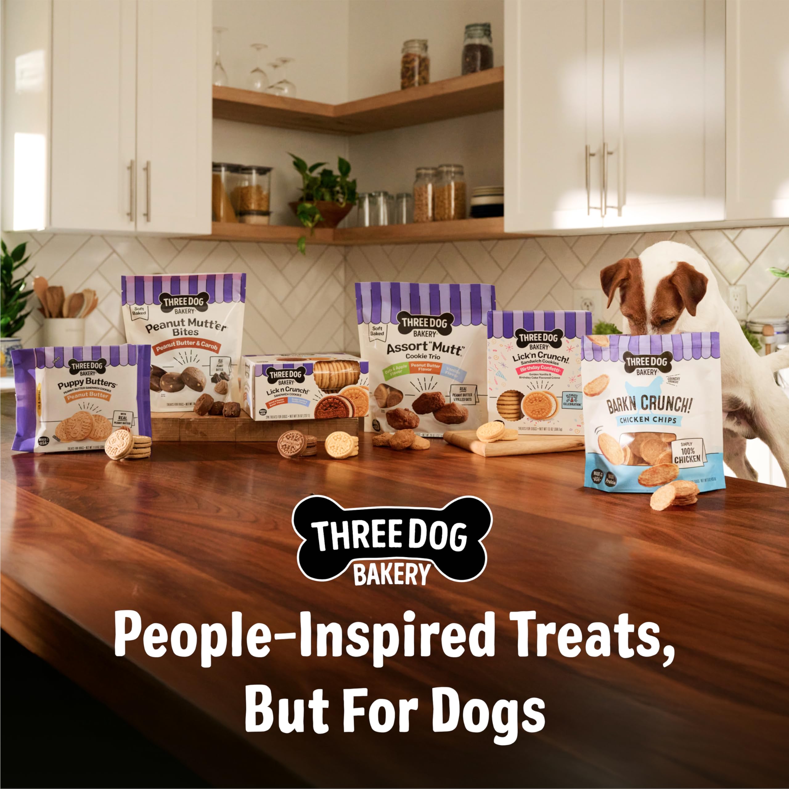 Three Dog Bakery Lick'n Crunch Sandwich Cookies Premium Dog Treats with No Artificial Flavors, Carob/Peanut Butter, Golden/Vanilla, 39 Ounces (Pack of 1): Dessert Favorites