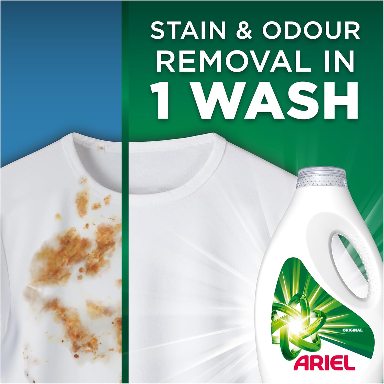 Ariel Washing Liquid Laundry Detergent, 78 Washes, Original, Stain and Odour Removal In 1 Wash, Brrrilliant Even In Cold and Short