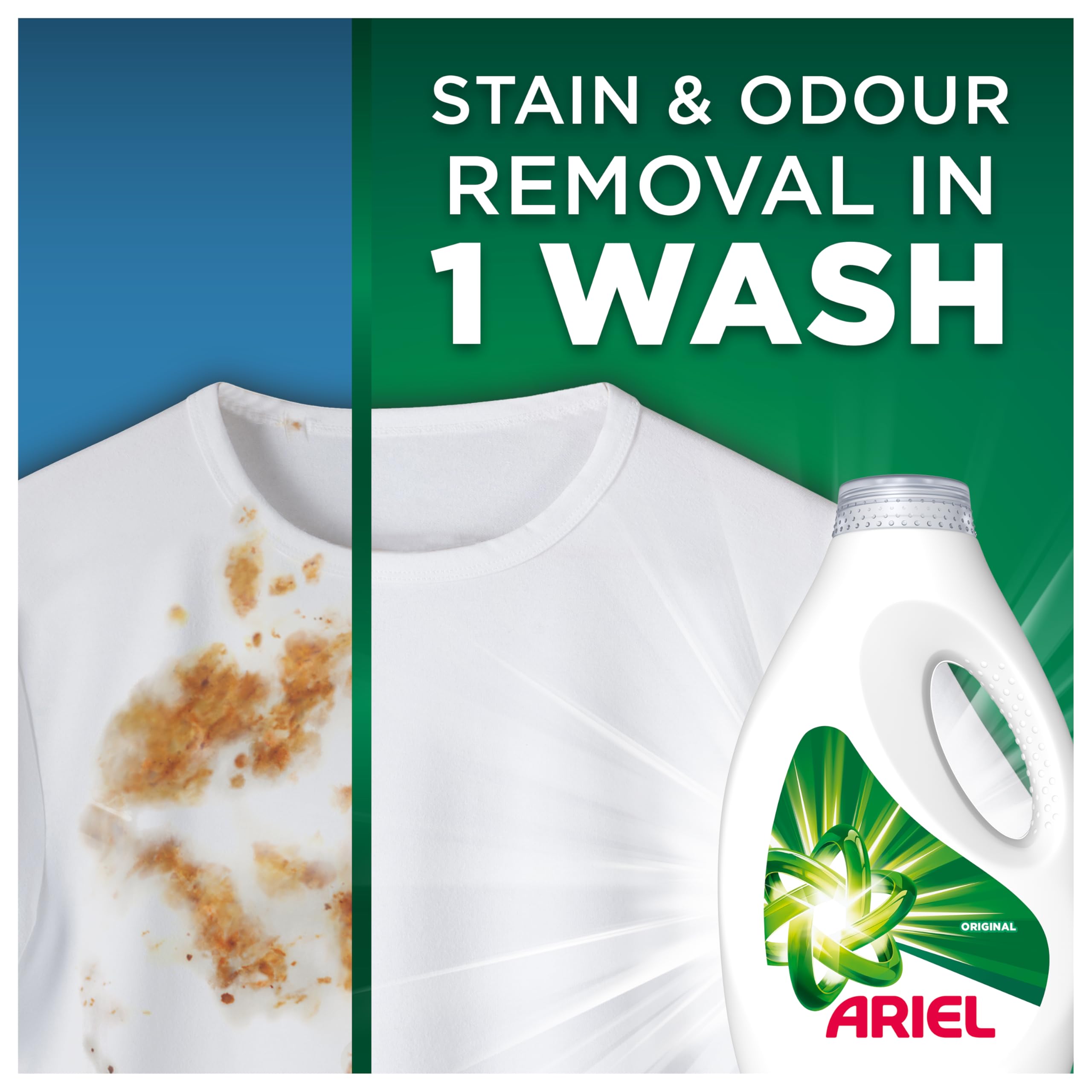 Ariel Płynny detergent do prania, 78 prań, oryginalny, usuwanie plam i zapachów w 1 praniu, olśniewający nawet w niskich temperaturach i niskich temperaturach