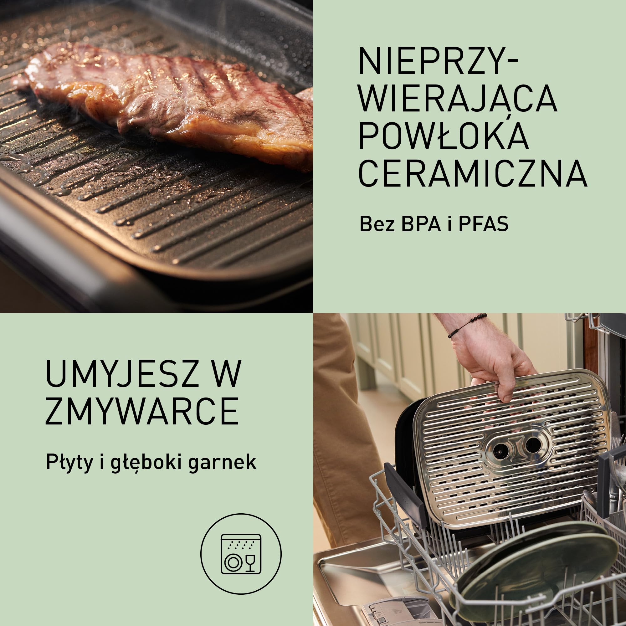 Panasonic NF-GM600KXE Garnek Elektryczny Multicooker 6 w 1, 1400 W, 40-250°C, 9 trybów automatycznych, 6 płyt, bezdymny, system odprowadzania dymu, można myć w zmywarce, przewód 2.5 m, czarny