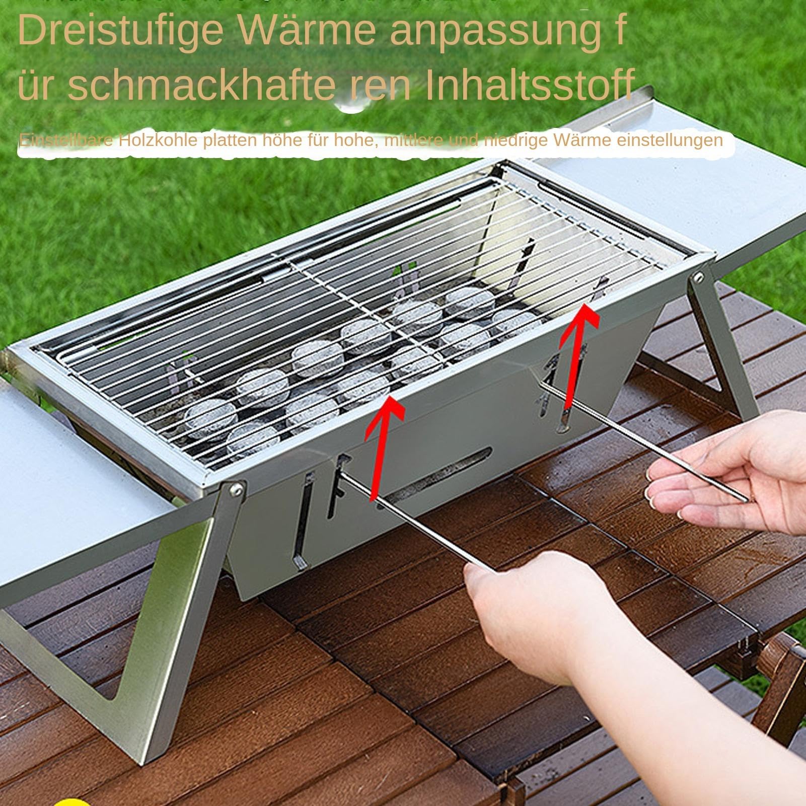 Przenośny grill – składany grill ze stali nierdzewnej na kemping, do gotowania na świeżym powietrzu, ogrodu i balkonu, łatwa w użyciu konstrukcja do wygodnego gotowania