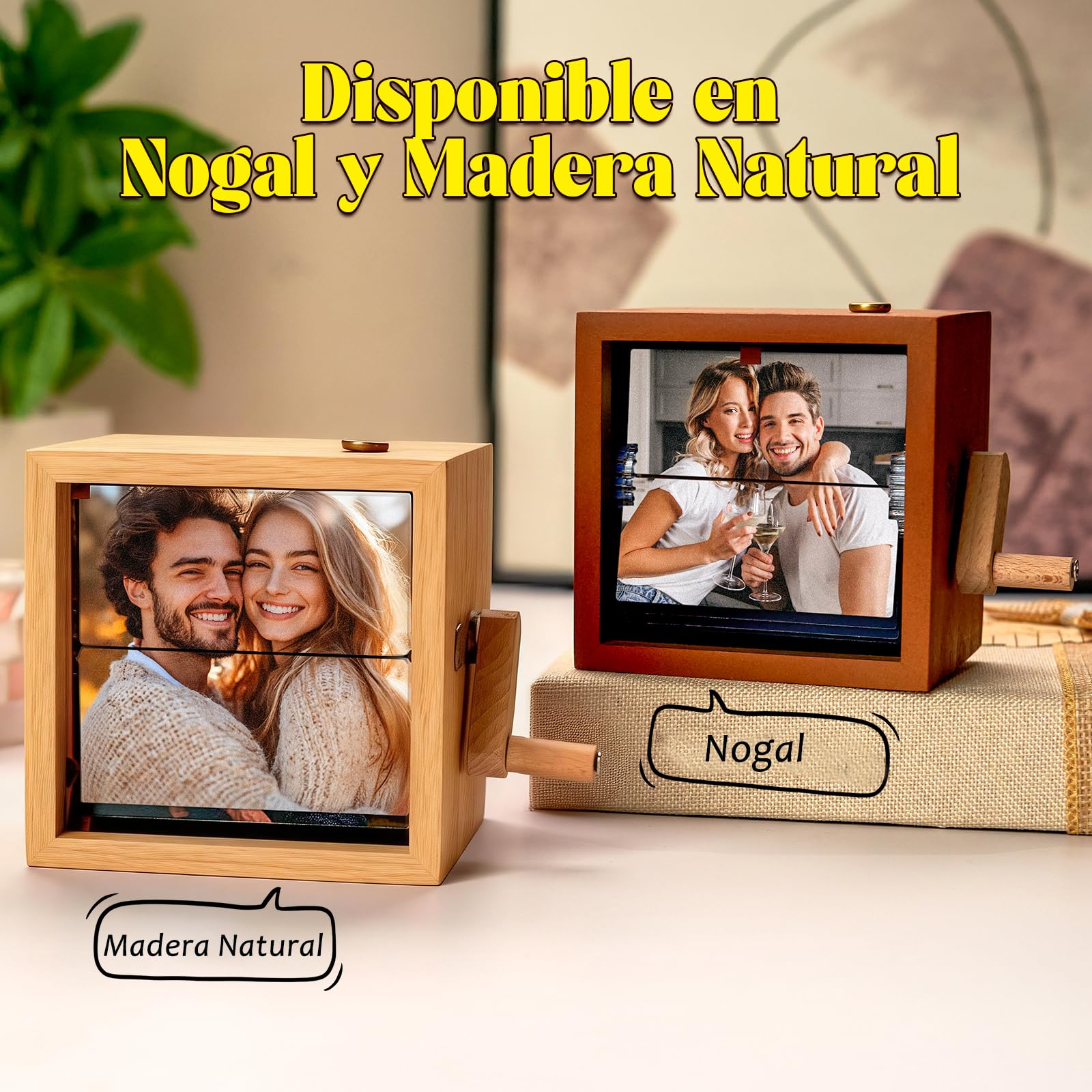 Album Fotos Personalizado con Manivela Luz Led Marco de Libro de Fotos Animación Regalos