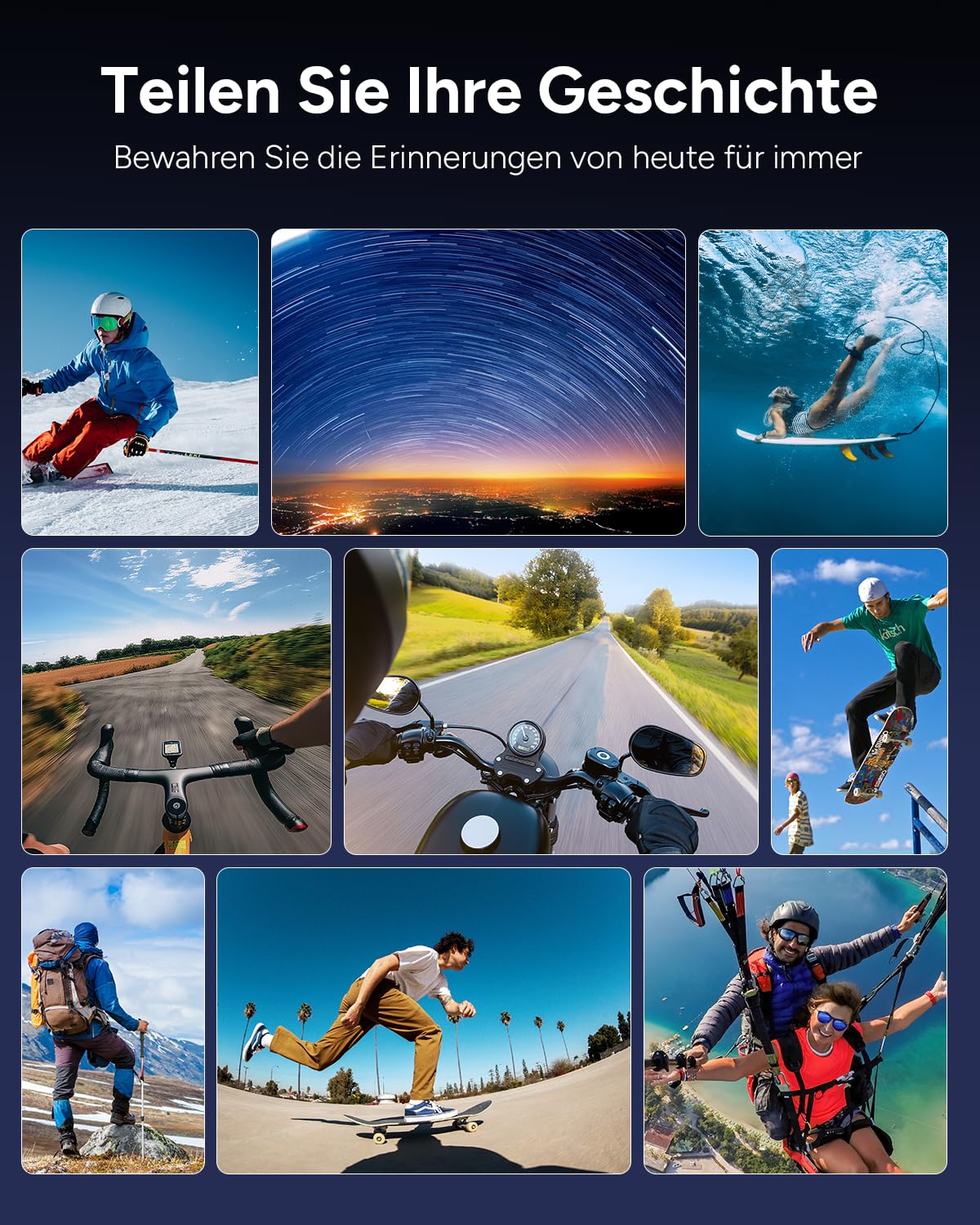 SJCAM SJ6 Ultra Action Cam 4K 20MP Unterwasserkamera 30M wasserdichte | Dual Touchscreen,8X Zoom,166° Super Weitwinkel,6-Achsen EIS,Action Kameras für Motorrad Sport Outdoor Tauchen