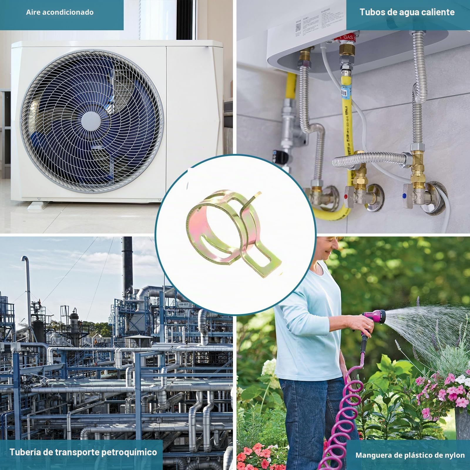 HSEAMALL 100 abrazaderas de resorte, clips de línea de combustible, tubo de aire, tubo de agua, abrazadera de manguera de vacío de silicona, 6-22 mm, 10 tamaños