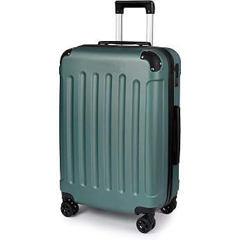 TANTOMI Medium Suitcase 24 Inch Hard Shell Suitcase Trolley Lightweight ABS Rolling Suitcase Travel Suitcase with 4 x 360  Wheels 3-Digit Combination Lock Light Dark Green 65L