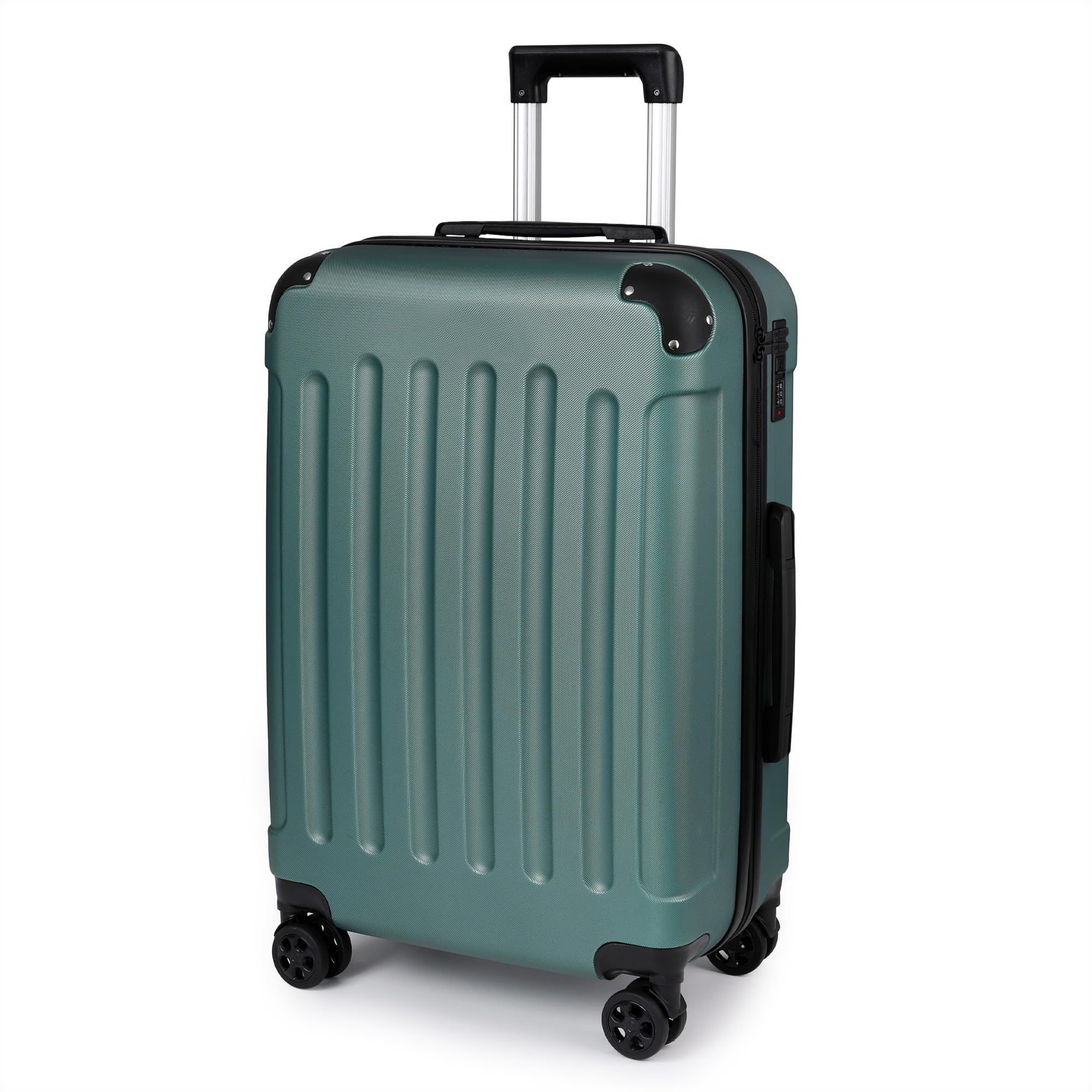 TANTOMI Koffer Mittelgroß, 24 Zoll Hartschalenkoffer, Trolley, Leichter ABS-Rollkoffer, Reisekoffer mit 4×360°-Rollen, 3-Stelliges Zahlenschloss (Helles Dunkelgrün, 65L)