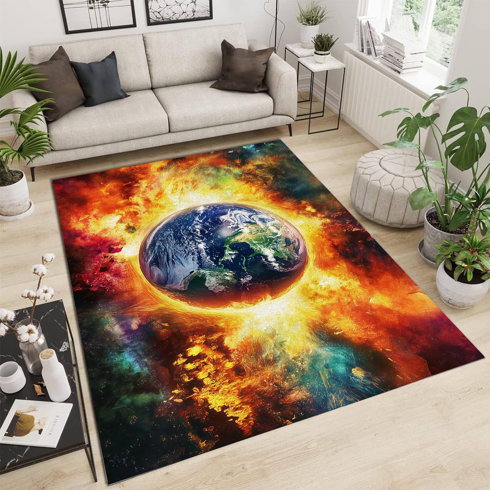Tapis de salon au poil court doux pour chambre adulte chaleureuse