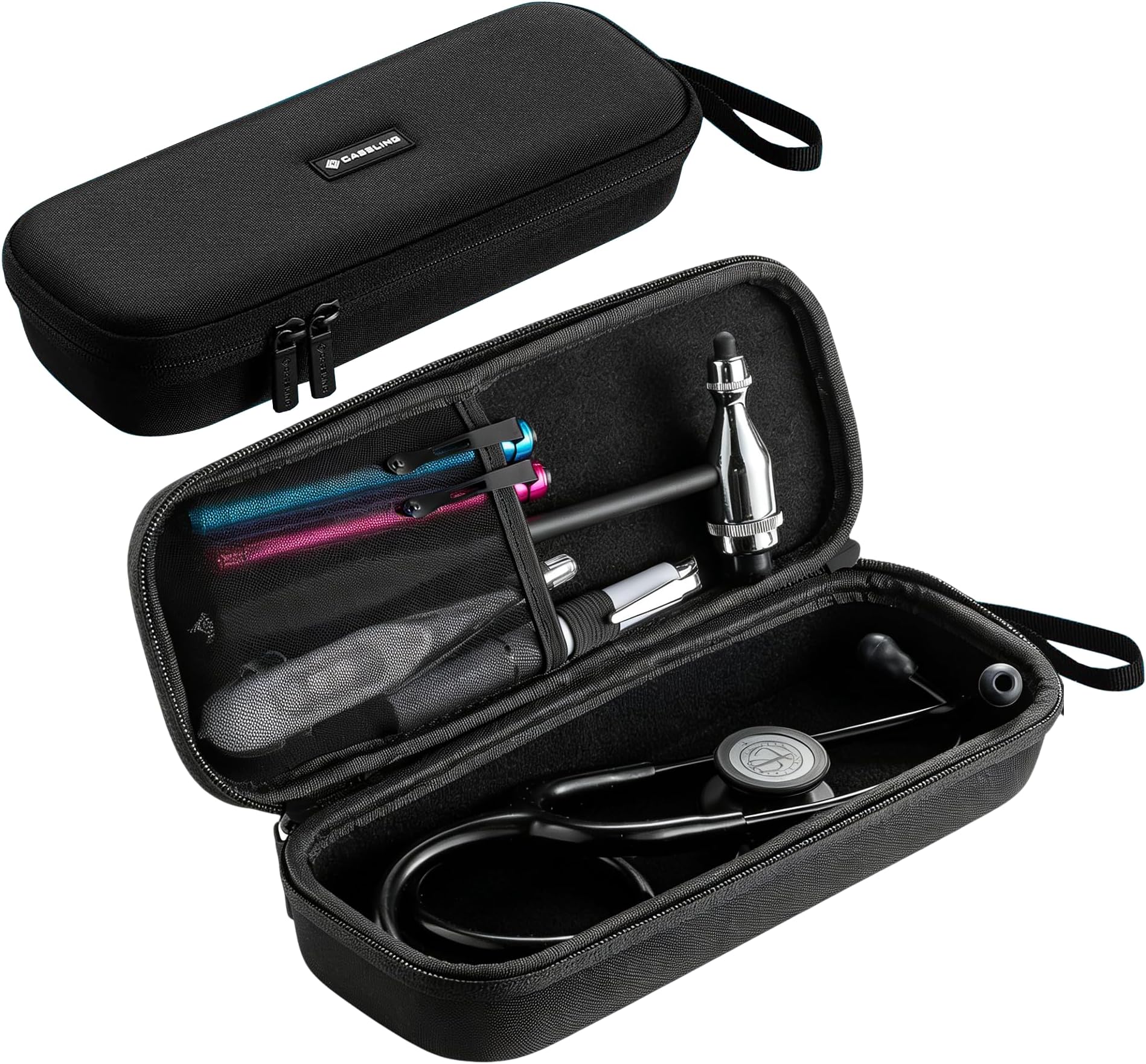 caseling Stethoscope Case For 3M Littmann Classic III, Lightweight II S.E, Cardiology IV Diagnostic, MDF Acoustica - Hard Case for Medical Tools with Pocket for Nurse Accessories - EVA Nursing Holder