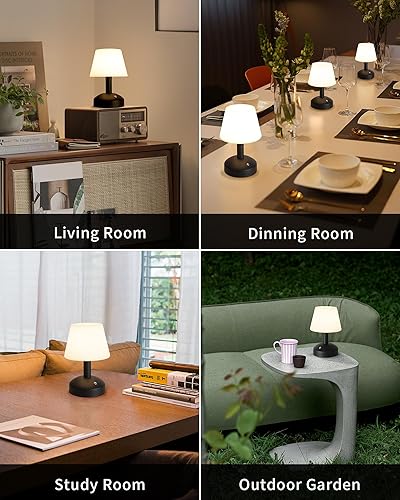 Miniatura 6 de KDG Modernas lámparas de mesa pequeñas inalámbricas, lámpara de escritorio portátil LED regulable, iluminación recargable de 5000 mAh con batería