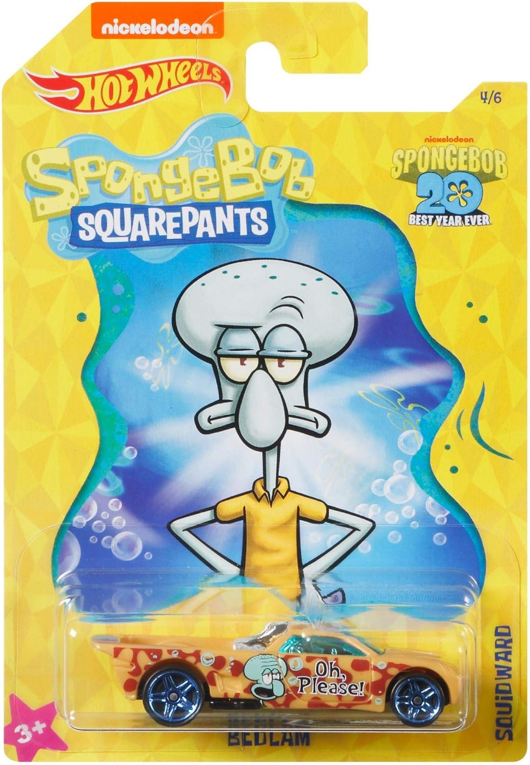 Hot Wheels SpongeBob Squarepants Bedlam 1:64 Scale Car, Tan, 4 Pack, Unisex, Ages 3+