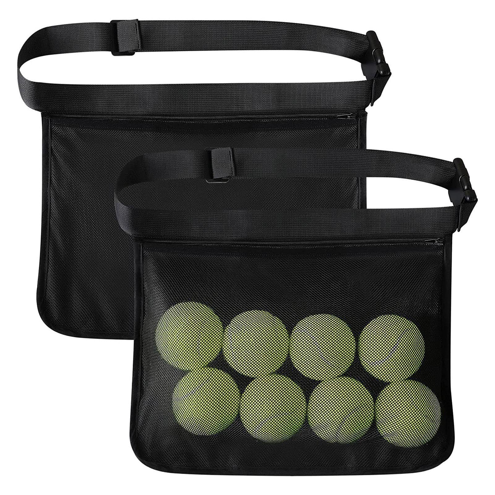 Sac Porte-Balle de Tennis, Sac de Transport pour Balle de Tennis - Support de Taille pour Porte-Balle de Tennis - Sac de Balle de Hanche de Taille en Maille réglable, Poche de Rangement de