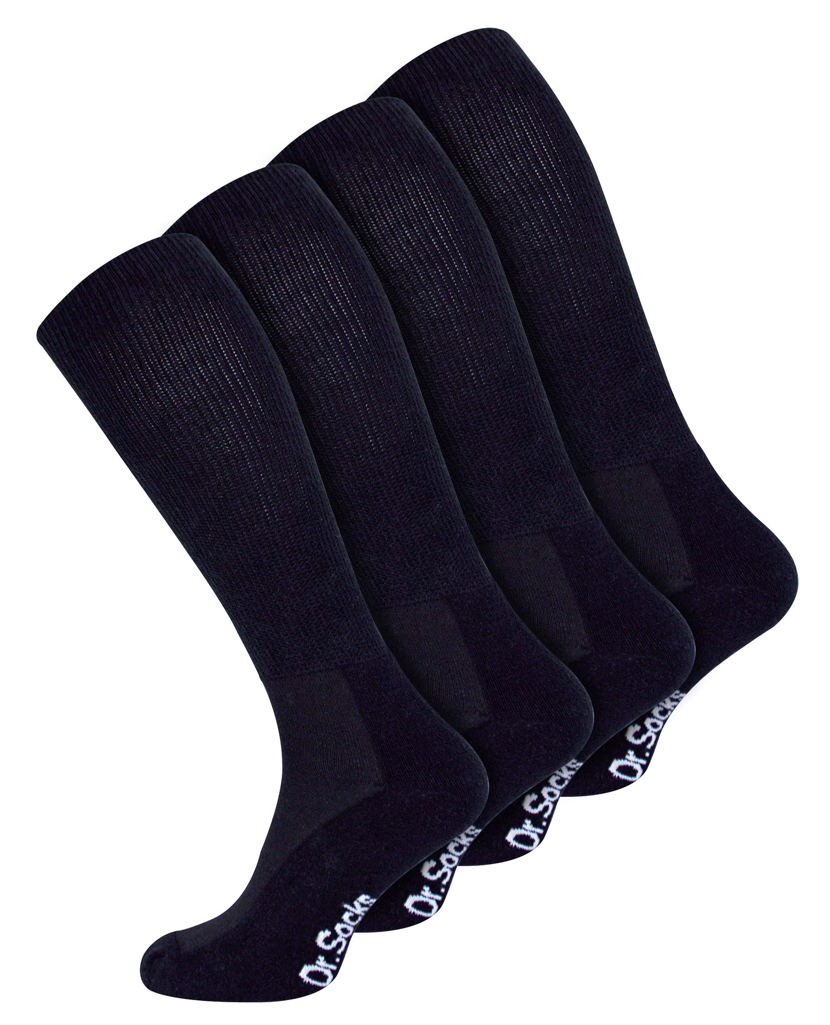 Dr.socks 4 Pack Extra Wide Knee High Bamboo Diabetic Socks - Black / 6-8 A