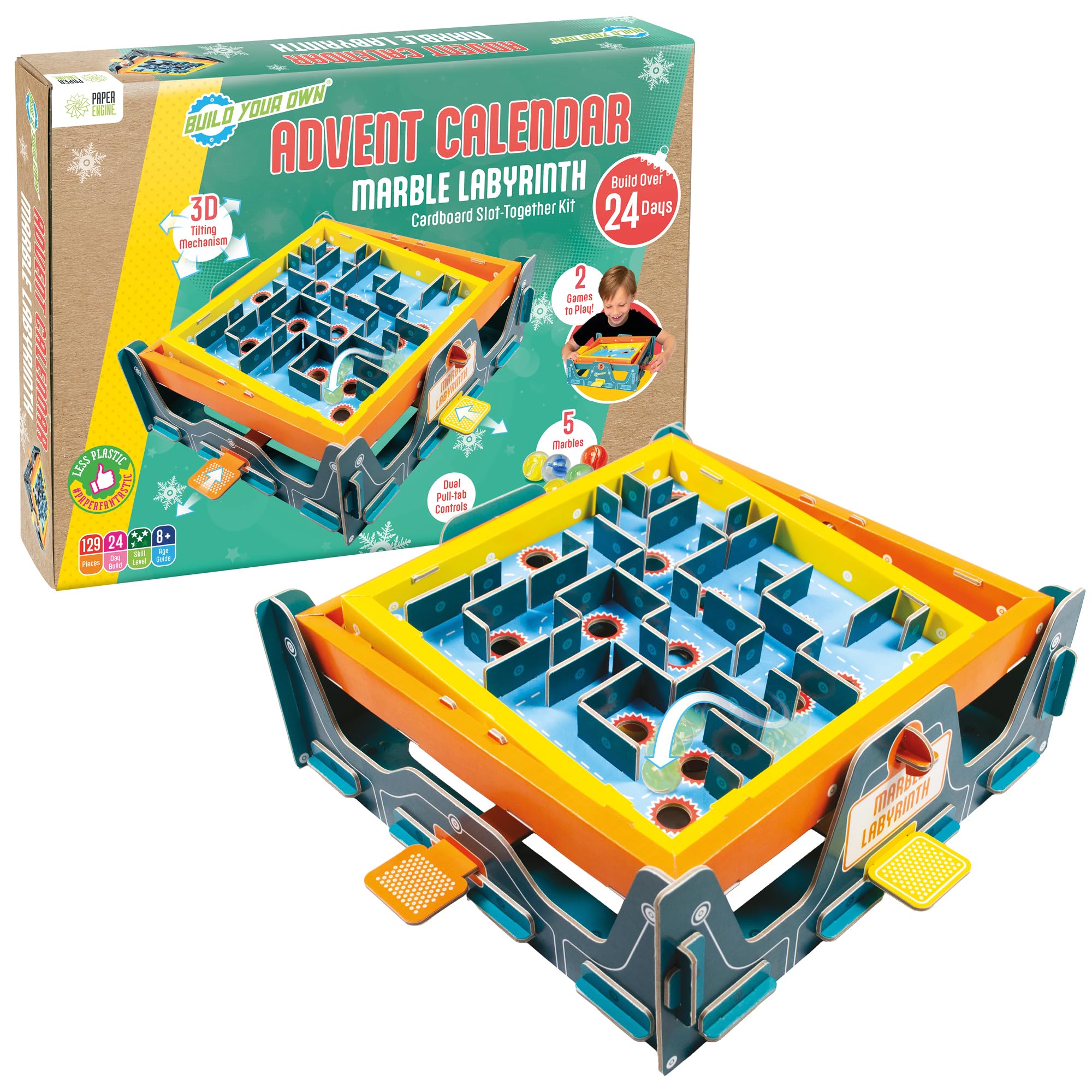 Build Your Own Marble Labyrinth Advent Calendar - Ages 8+ - Creative Christmas Craft Toy, Multicoloured, Small to Medium