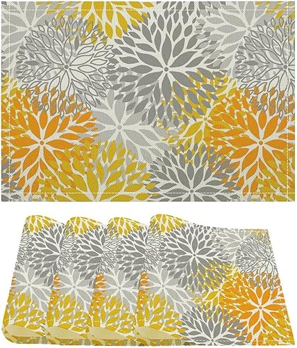 Miniatura 34 de Juego de 4 manteles individuales de mármol dorado y gris, pintura abstracta moderna, arte impreso, manteles para mesa de comedor, restaurante,