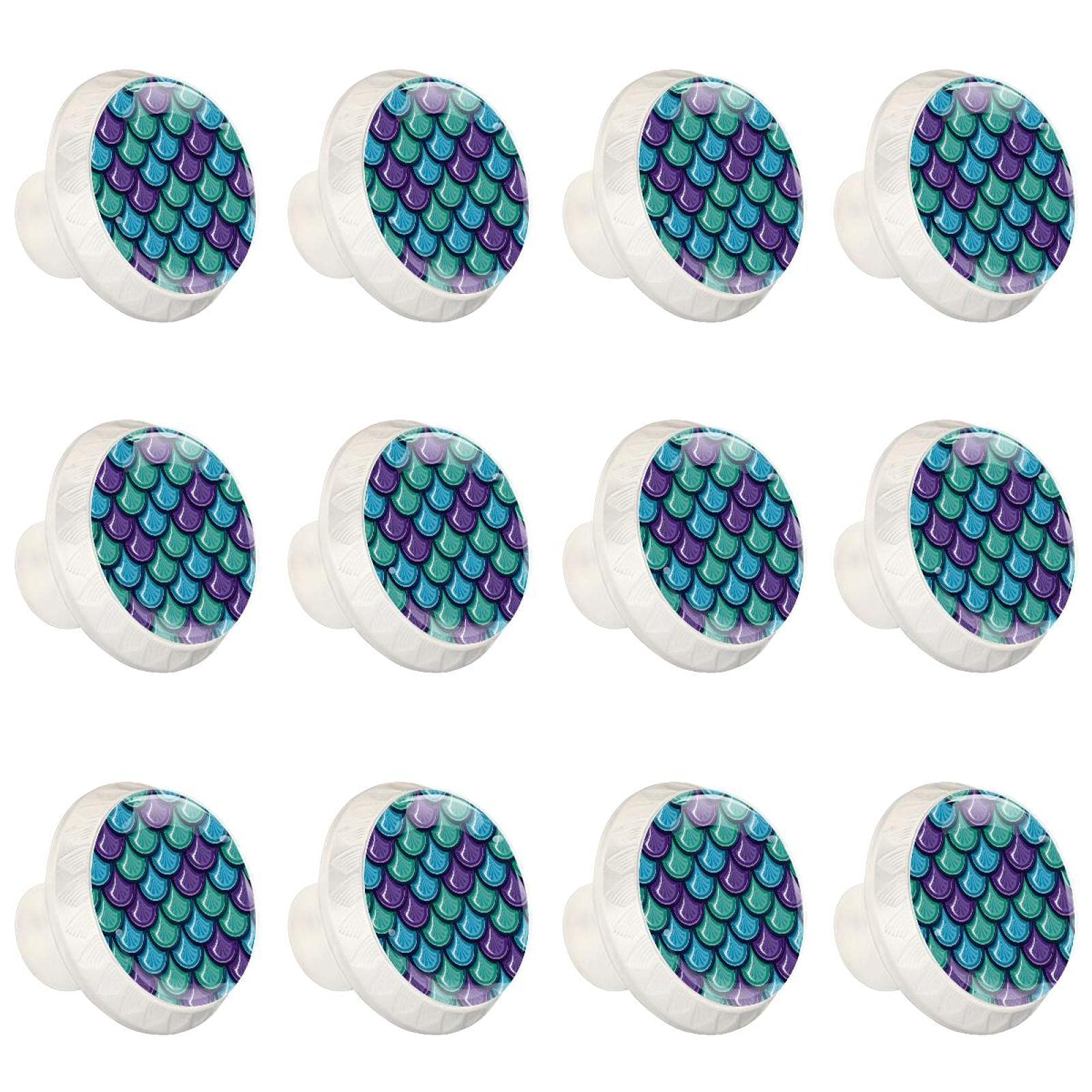 Boutons de cuisine lot de 12 poignées de placard rondes motif écailles de dragon pour tiroir