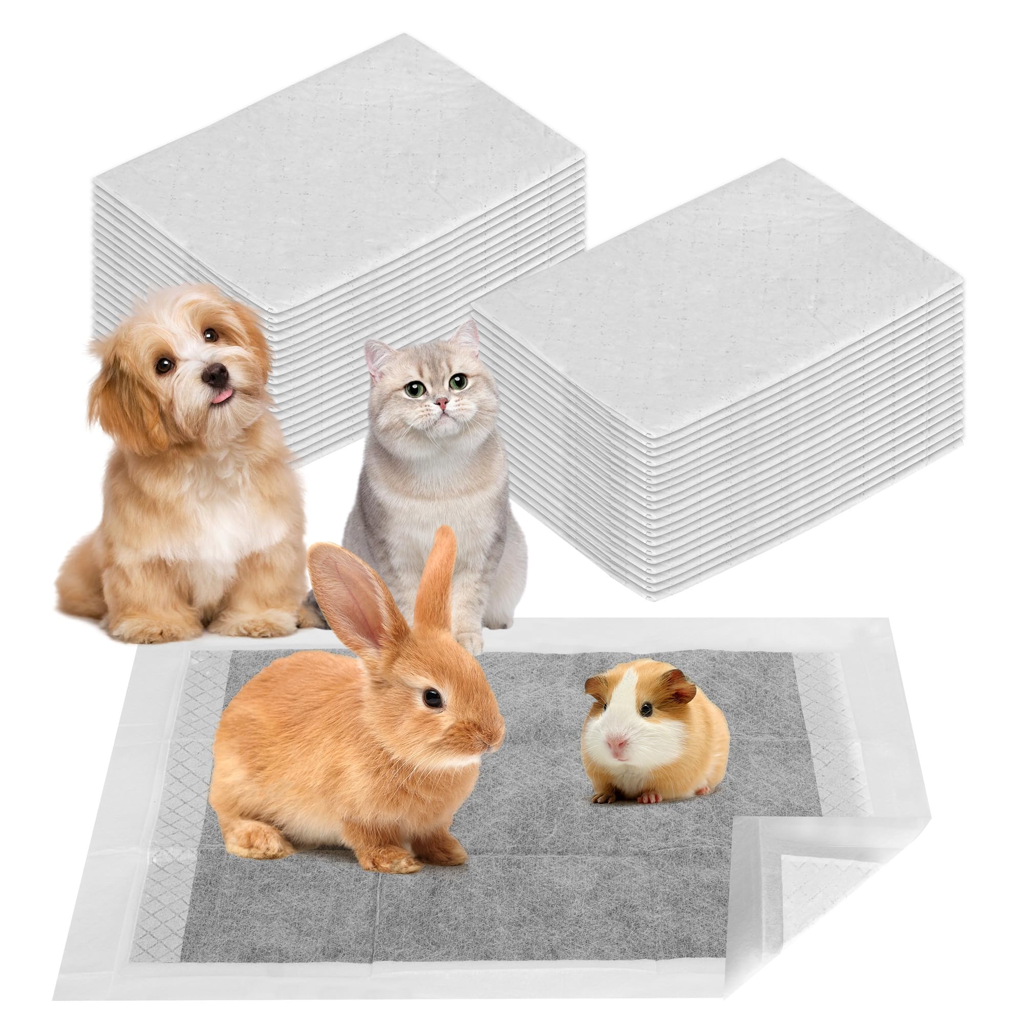 AZKEEGREY 100 Pcs Guinea Pig Pee Pads Disposable Guinea Pig Cage Liner Absorbent Waterproof Pee Pads for Rabbit Hamster Ferret Hedgehog Cats Chinchilla and Other Small Animals