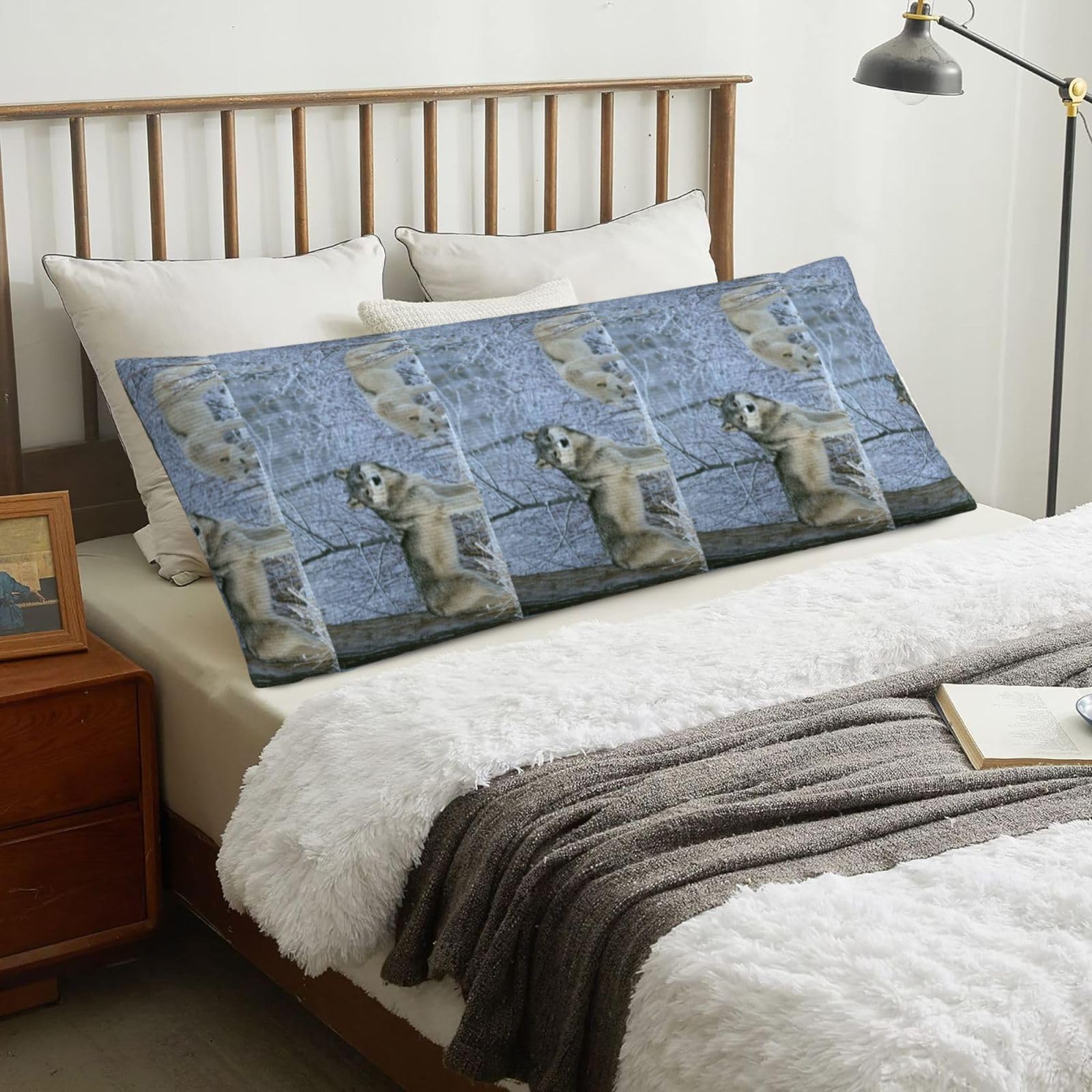 Wild Animals Wolf Printed, Body Pillow Cover with Zipper,Long Body Pillowcase 20 x 60 in