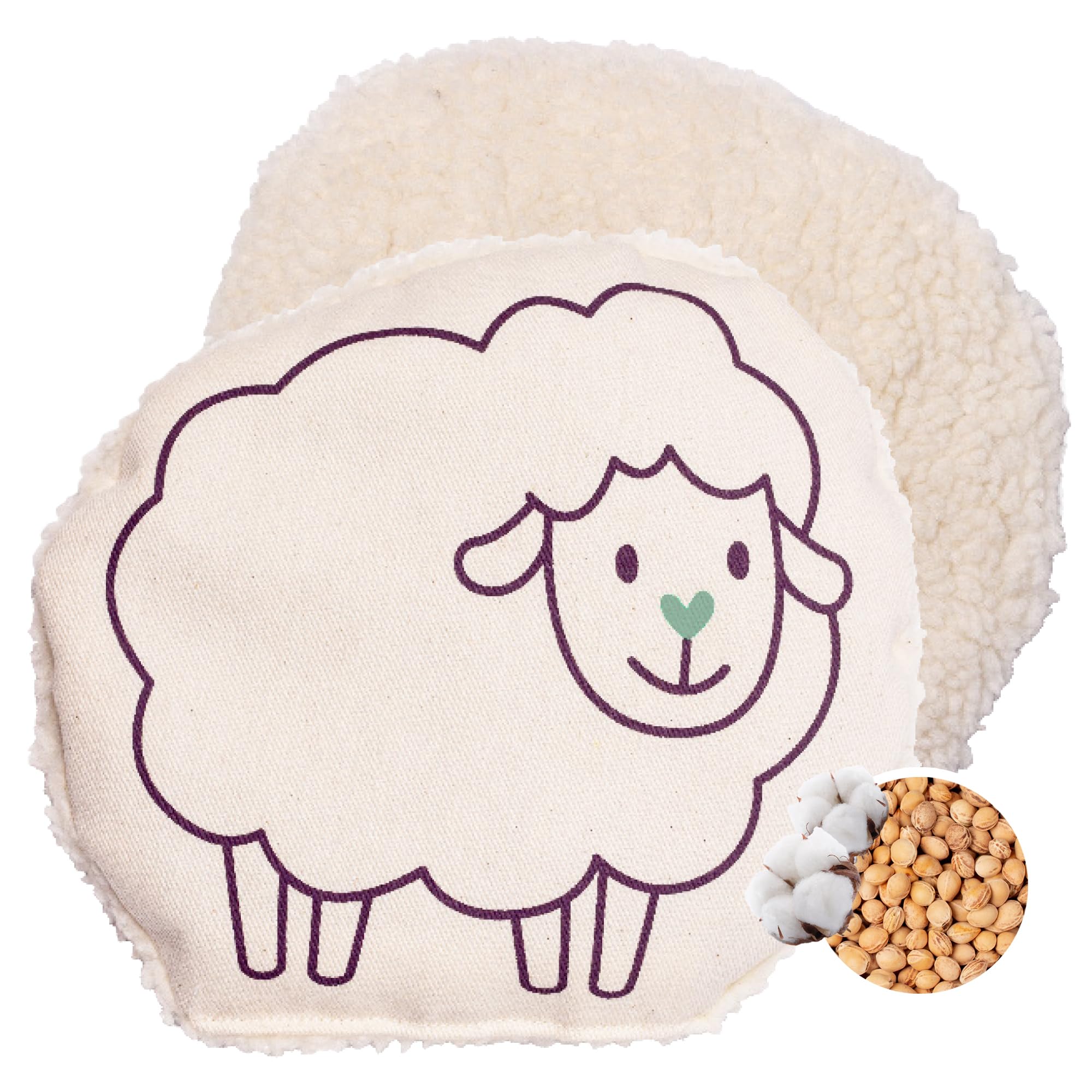 HERBALIND Kinderset 2x Kirschkernkissen für Kinder und Babys Dino & Schaf - 100% Baumwolle Plüsch Wärmekissen, wärmende Kissen 19x19 cm als Wärmflasche mit Kirschkernen