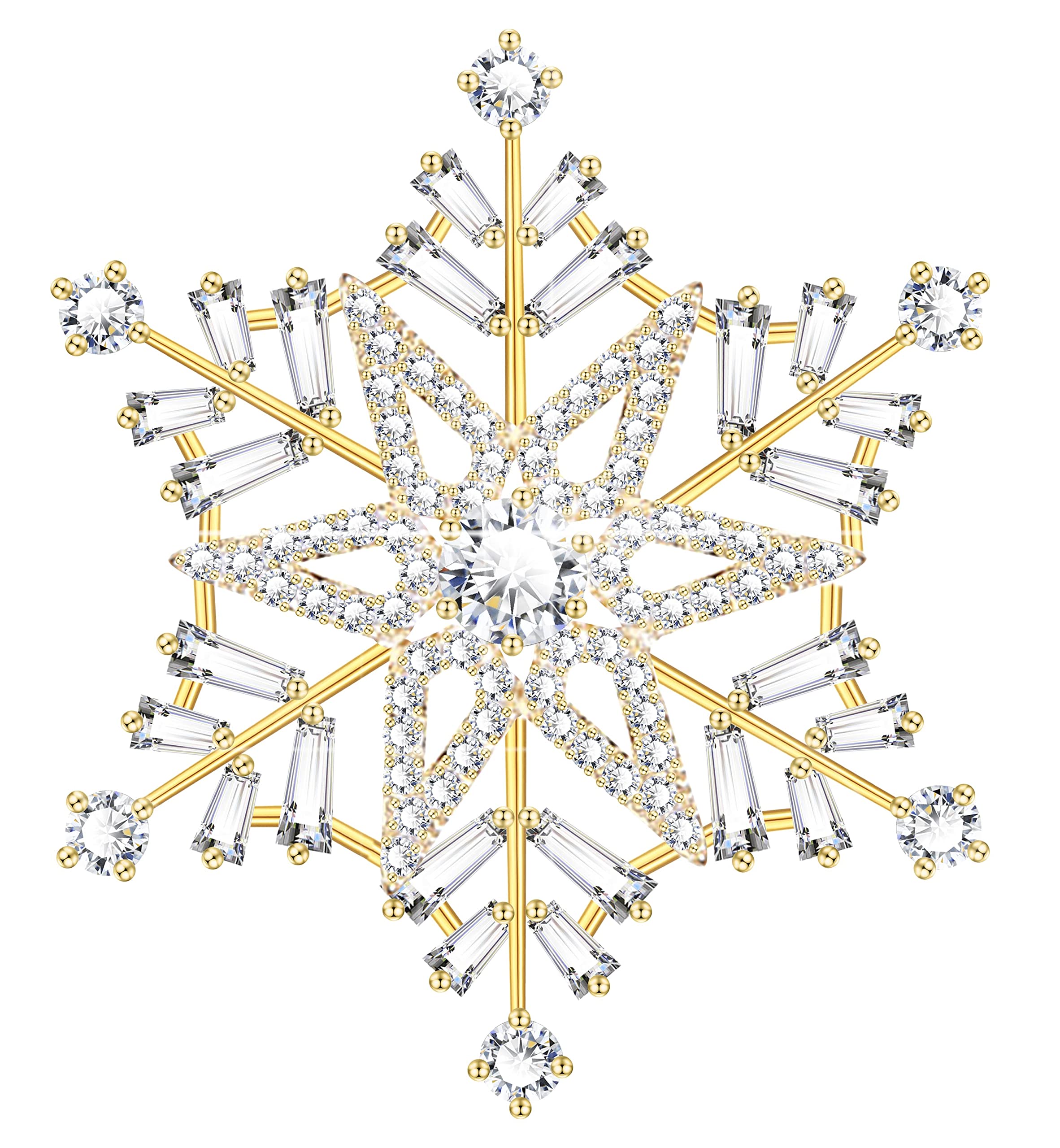 KristLand Damen Elegantes Weißes Gold Überzogene Schneeflocken Brosche Anhänger Funkeln Zirkonia Double-wear Weihnachten Hochzeiten