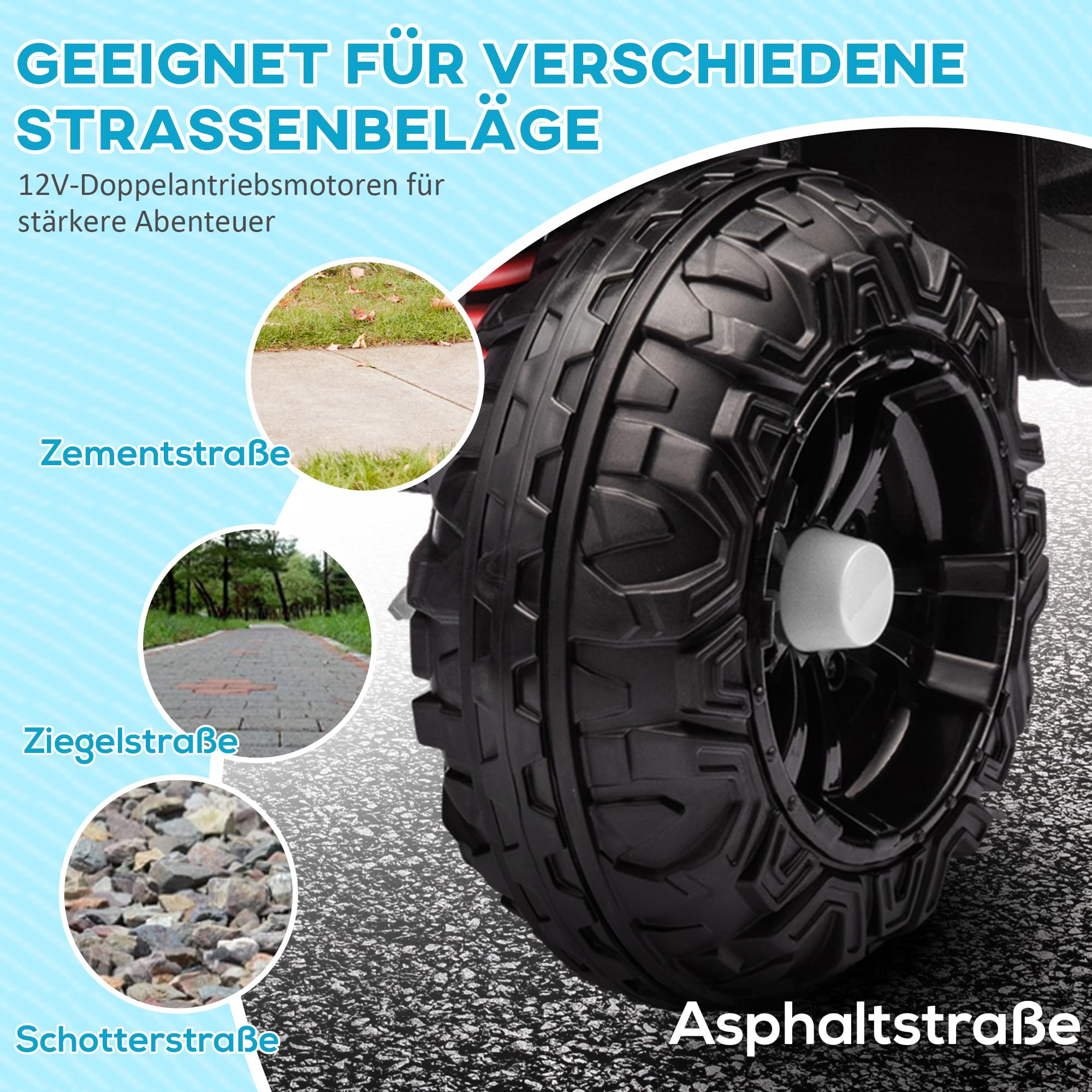 AIYAPLAY Elektro Quad für Kinder 12V Kinderquad mit 4-Rad-Federung, MP3-Musikplayer, Kinderfahrzeug mit Scheinwerfer, Vorwärts- und Rückwärtsgang, für 3-5 Jahre Kinder, 5 km/h, Metall, Weiß