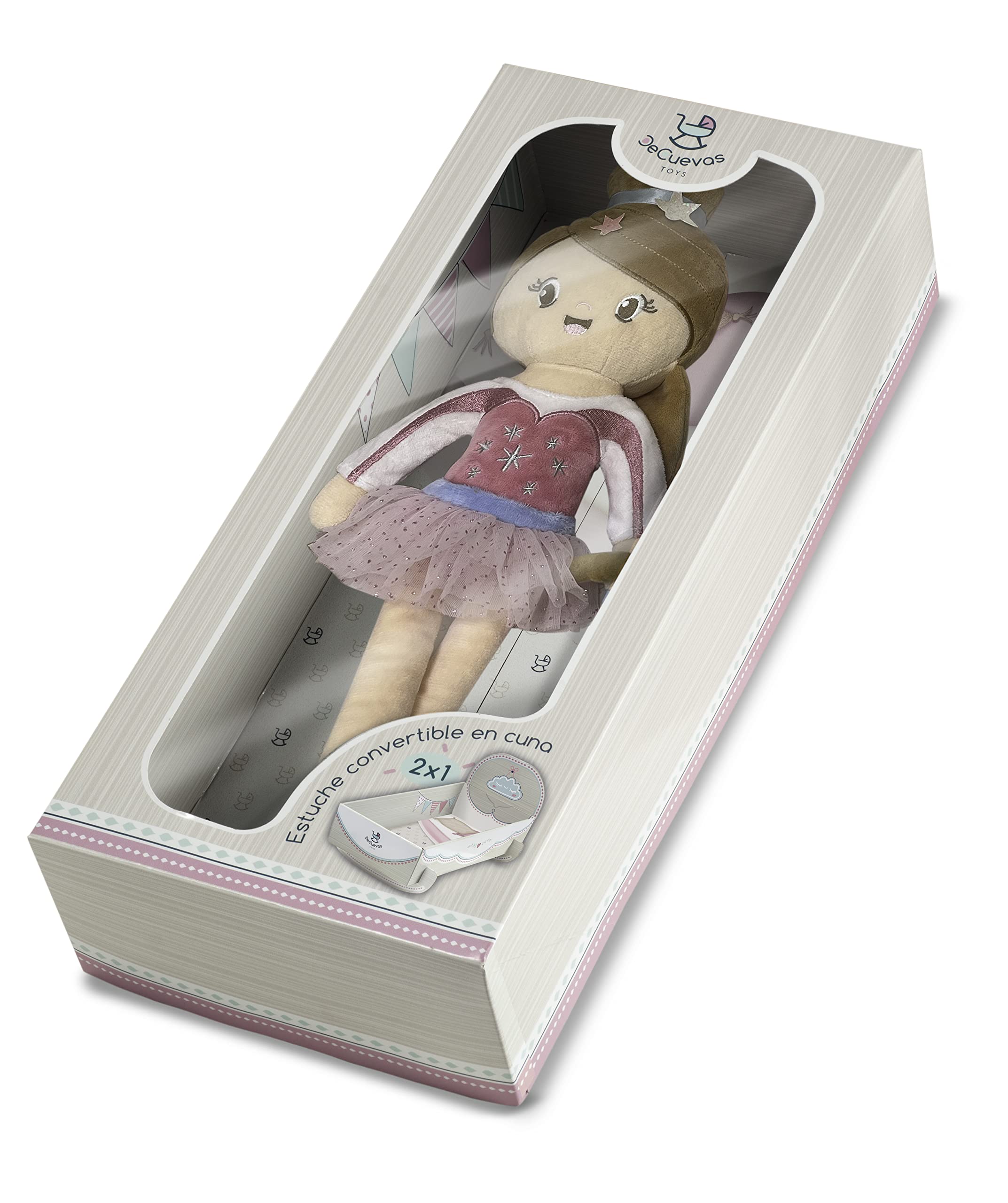 DE CUEVAS TOYS Gala Puppe Mit Weichem Körper – Ca. 36 Cm Hoch, Rosa & Blau, Gefüllt Mit Watte (ohne Zubehör)