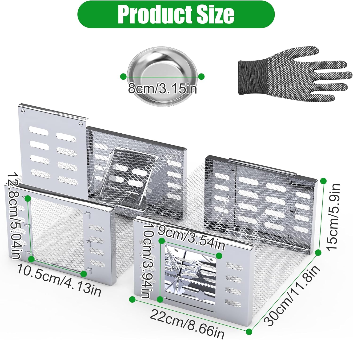 2 Pack Humane Rat Cage Trap, Automatic Continuous Cycle Live Animal Cage Trap for Mouse/Rat/Squirrel Traps for Indoor & Outdoor, Easy to Catch and Release, 8.7"x11.8"x5.9"