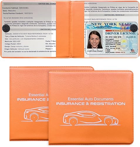 Soporte para registro y seguro de automóvil, paquete de 2 organizadores de documentos esenciales de alta calidad con cierre de velcro fuerte, disponible en Yaxa Peru