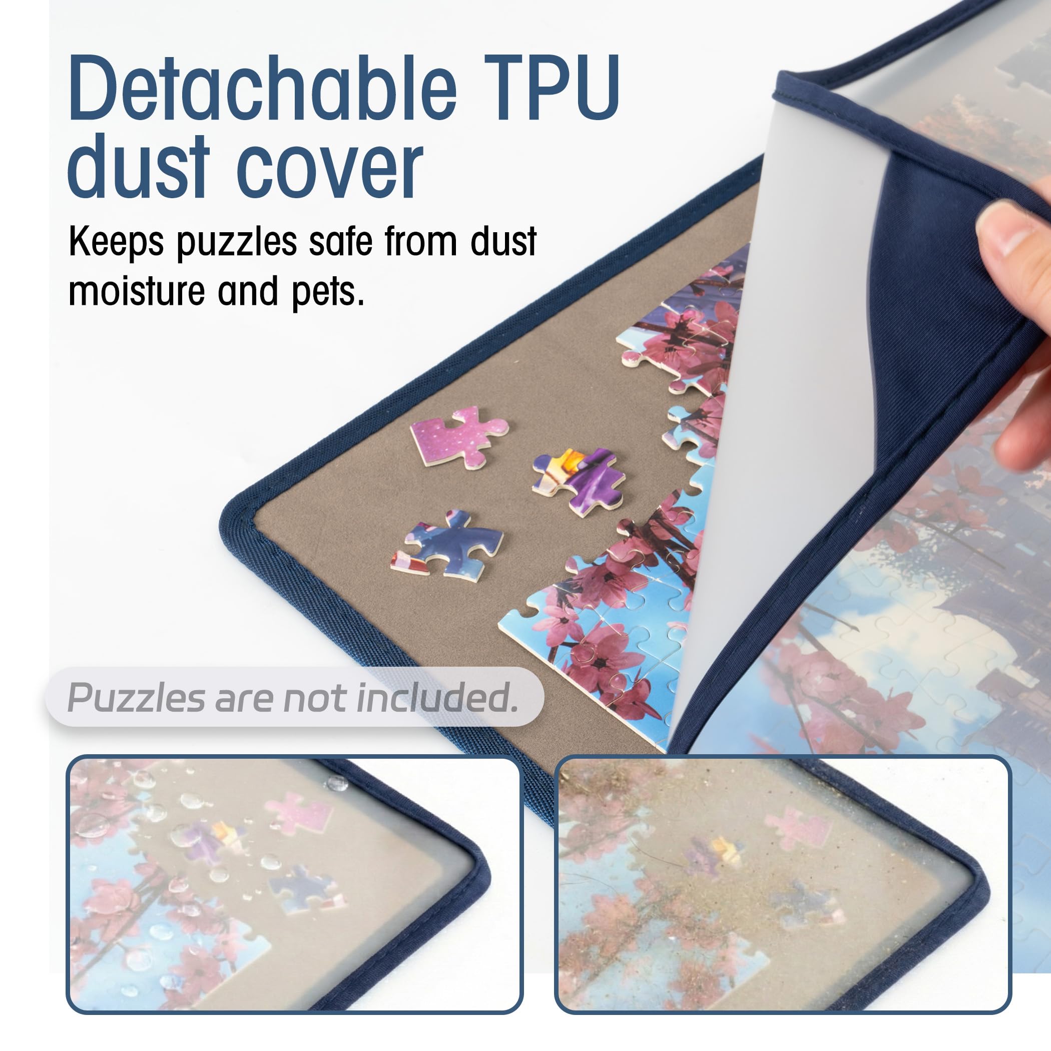 Tektalk faltbares Puzzle Board mit 6 Sortierschalen, tragbare Puzzlematte mit transparenter wasserdichter & staubdichter Abdeckung für Puzzleaufbewahrung/Saver, für bis zu 2000 Puzzleteile – Grau