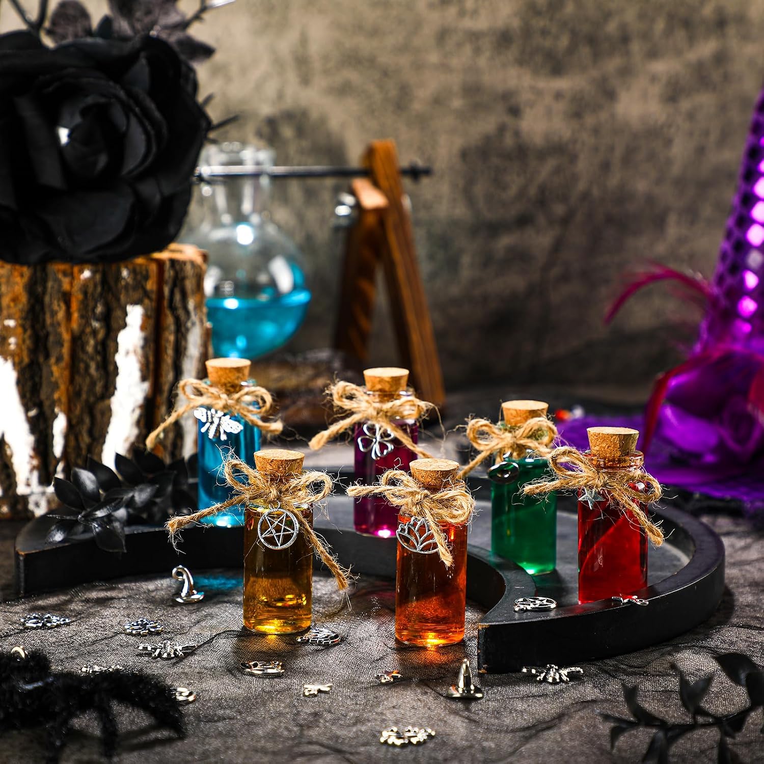 LemonRoad 24 Pcs Spell Jars for Witchcraft, Potion Bottles with Cork