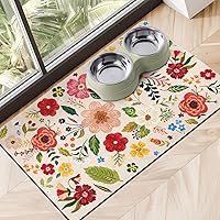 Cuslnox Absorbent Dog Food Mat for Floors - Quick Dry Anti-Skid Bowl Mat for Messy Pets, Cat Litter Mat