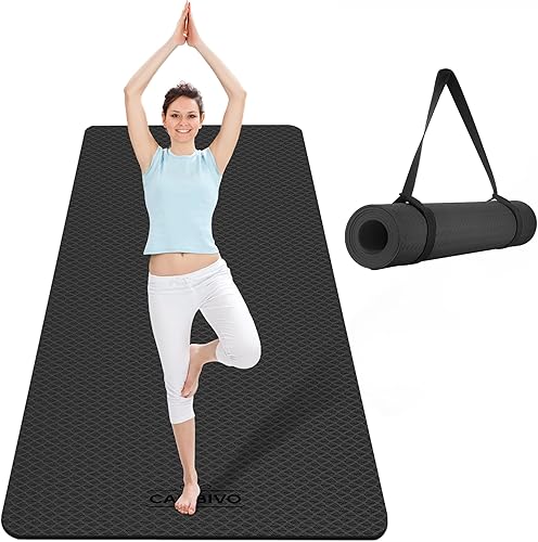CAMBIVO Tapete de yoga extra ancho para mujeres y hombres (72"84" x 32" x 14") Tapete de entrenamiento TPE antideslizante grande para yoga, pilates,