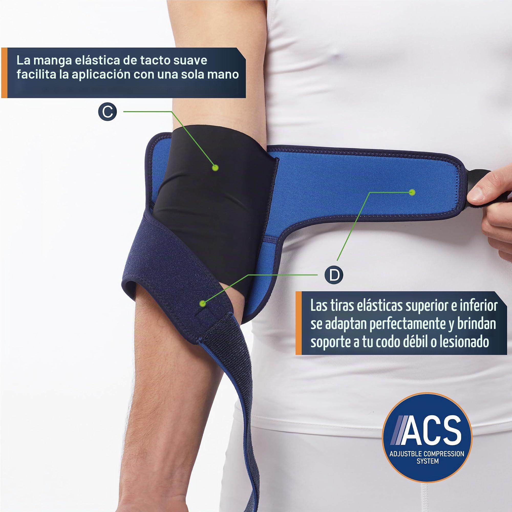 Soporte de codo ajustable cómodo para epicondilitis, codo de tenis, codo de golf, bursitis, esguinces de codo, tendinitis, artritis, artritis, recuperación deportiva de lesiones, alivio del dolor de