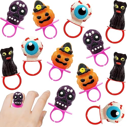 Fruidles Anillos de caramelo de Halloween, caramelos duros, envueltos individualmente (paquete de 12)