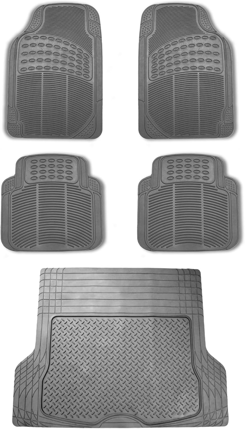 FH Group Trimmable NonSlip Rubber Floor Mats Full Set